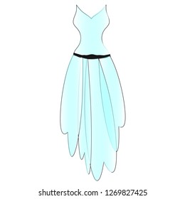 wedding dress design, isolated on  a white