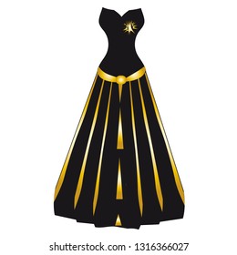 wedding dress design, isolated on  a white