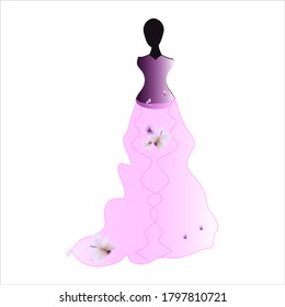 wedding dress design, isolated on  a white background