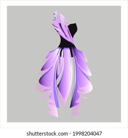wedding dress design, isolated on  a white