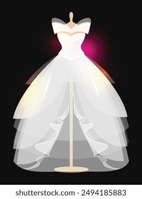 Wedding dress design Vector dark Background. white dresses for brides in different styles.