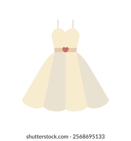 Wedding dress flat icon. Colorful vector illustration of a white gown. Ideal for bridal fashion, weddings, celebrations, or event planning concepts. Ideal for apps and websites.