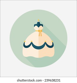 wedding dress flat icon with long shadow,eps10