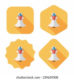 wedding dress flat icon with long shadow,eps10