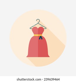 wedding dress flat icon with long shadow,eps10