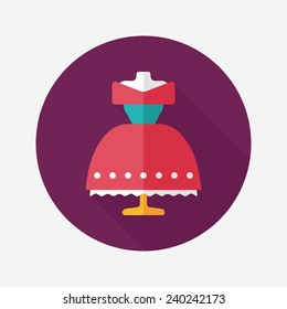 wedding dress flat icon with long shadow,eps10