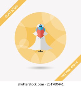 wedding dress flat icon with long shadow,eps10