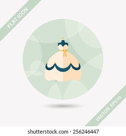 wedding dress flat icon with long shadow,eps10