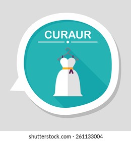 wedding dress flat icon with long shadow,eps10