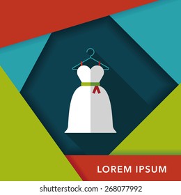 wedding dress flat icon with long shadow,eps10