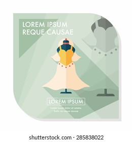wedding dress flat icon with long shadow,eps10