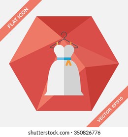 wedding dress flat icon with long shadow,eps10