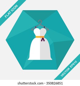 wedding dress flat icon with long shadow,eps10