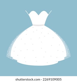Wedding dress flat vector illustration