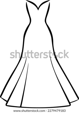 Wedding dress flat vector illustration