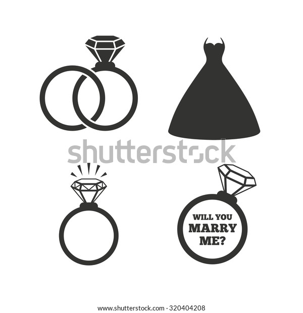 Wedding Dress Icon Bride Groom Rings Royalty Free Stock Image