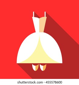 Wedding dress icon in flat style with long shadow. Clothing symbol