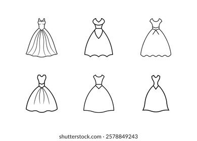 wedding dress icon line art vector illustration