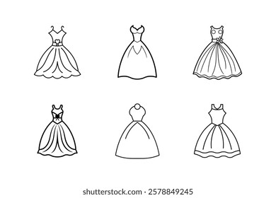 wedding dress icon line art vector illustration