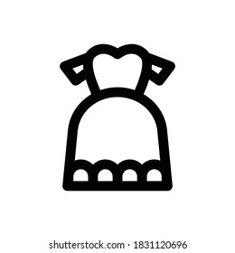 Wedding Dress (Wedding) icon outline vector. isolated on white background