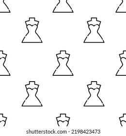 Wedding Dress Icon Pattern. Seamless Wedding Dress Pattern On White Background.