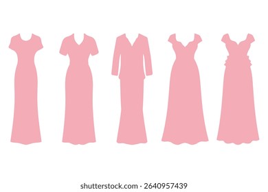 Wedding Dress Icon Set Design