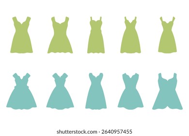 Wedding Dress Icon Set Design