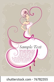 Wedding dress invitation card : Vector file of elegant bride