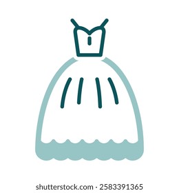 Wedding dress isolated icon. Vector illustration, romance elements. Sticker, patch, badge, card for marriage, valentine