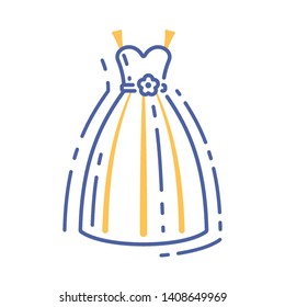 Wedding dress line color icon. Bridal outfit concept. Wedding boutique. Sign for web page, mobile app, banner. Pictogram UI/UX and GUI user interface. Vector clipart, illustration. Editable stroke.