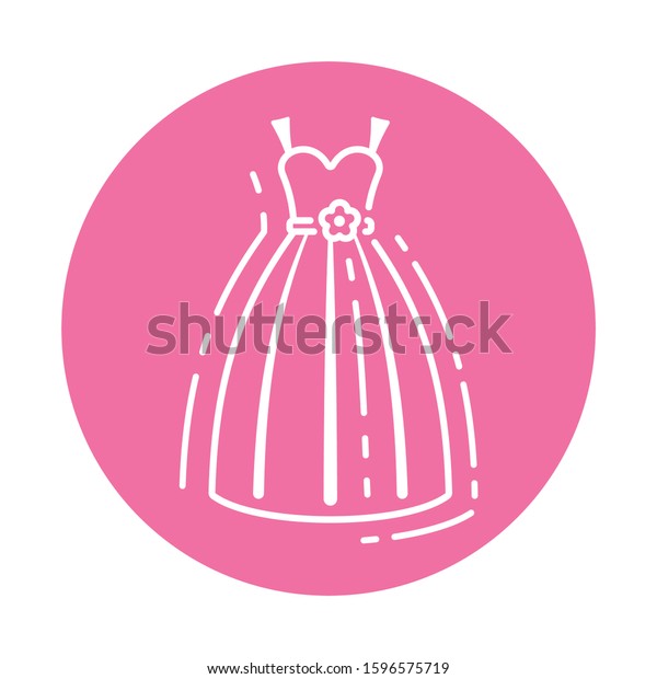 Wedding Dress Line Color Icon Bridal Stock Vector Royalty Free