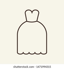 Wedding dress line icon. Gown, clothes, bride. Wedding concept. Vector illustration can be used for topics like marriage, family, love, relations