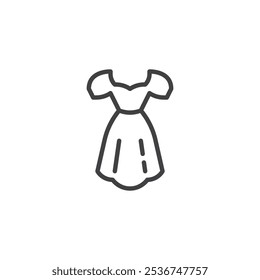 Wedding dress line icon. linear style sign for mobile concept and web design. Bridal dress outline vector icon. Symbol, logo illustration. Vector graphics