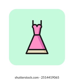 Wedding dress line icon. Dress, long, bride. Wedding concept. Vector illustration can be used for topics like marriage, merry, love, family