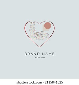 wedding dress logo design template line style for brand or company and other