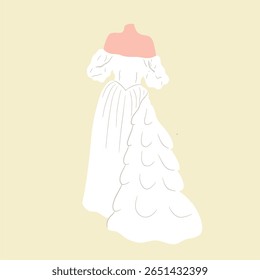 Modelo de vestido de casamento. Vestido branco festivo moderno. Ideia de vestido, cartão postal, celebração.	
