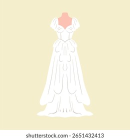 Modelo de vestido de casamento. Vestido branco festivo moderno. Ideia de vestido, cartão postal, celebração.	

