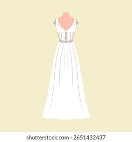 Modelo de vestido de casamento. Vestido branco festivo moderno. Ideia de vestido, cartão postal, celebração.	
