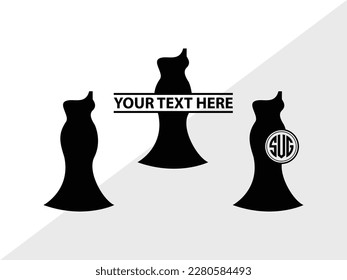 Hochzeitskleid Monogram Vektorgrafik Silhouette