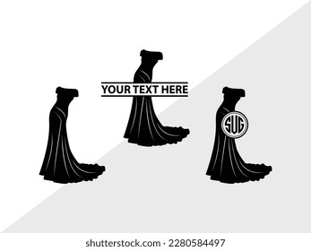 Silueta de ilustración de vectores monograma de vestido de casamiento