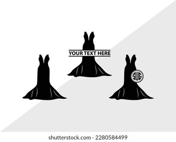Silueta de ilustración de vectores monograma de vestido de casamiento