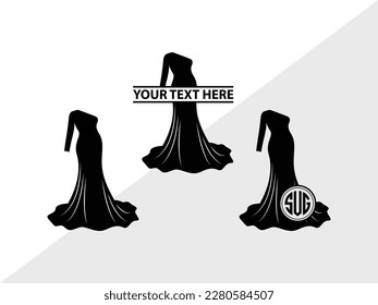 Silueta de ilustración de vectores monograma de vestido de casamiento