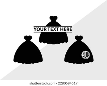 Silueta de ilustración de vectores monograma de vestido de casamiento