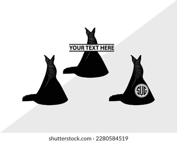 Wedding Dress Monogram Vector Illustration Silhouette