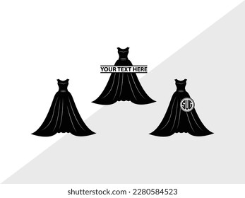 Silueta de ilustración de vectores monograma de vestido de casamiento