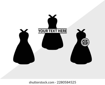 Wedding Dress Monogram Vector Illustration Silhouette