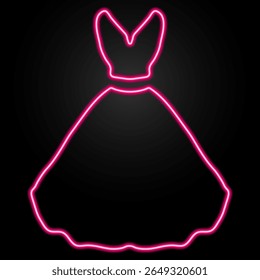 wedding dress neon sign, modern glowing banner design, colorful trend of modern design on black background. Vector illustration.