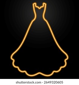 wedding dress neon sign, modern glowing banner design, colorful trend of modern design on black background. Vector illustration.