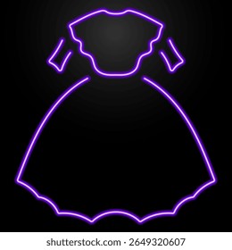 wedding dress neon sign, modern glowing banner design, colorful trend of modern design on black background. Vector illustration.