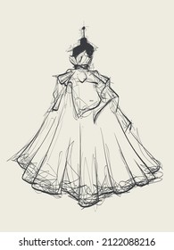 Wedding dress on a mannequin. Fashion illustration